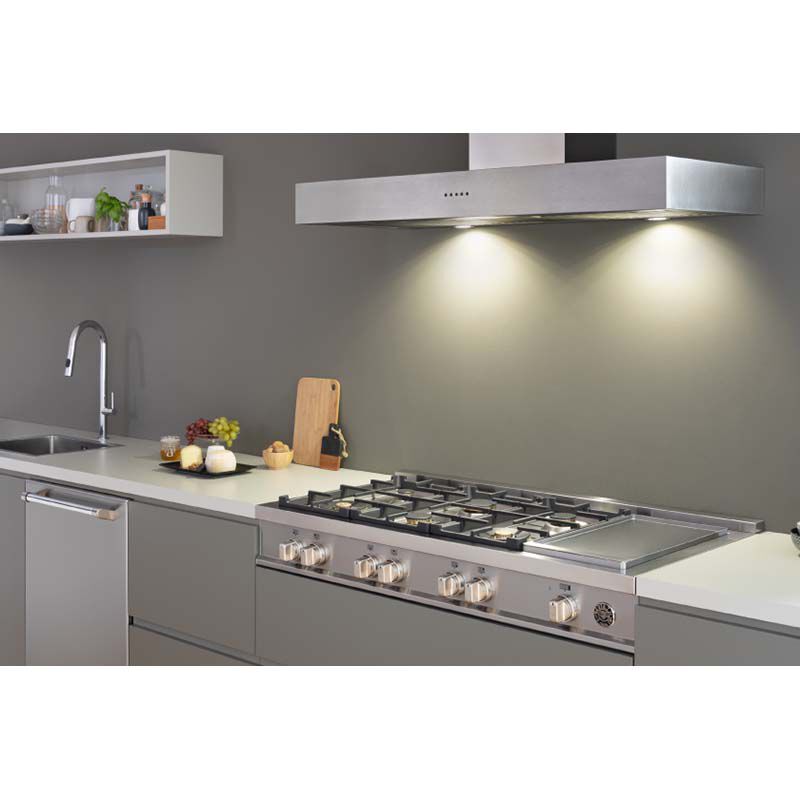 Bertazzoni Master Series 36 in. 5-Burner Natural Gas Cooktop with Brass Simmer Burner & Brass Power Burner - Stainless Steel, , hires