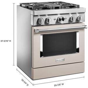 KitchenAid 30 in. 4.1 cu. ft. Smart True European Convection Dual Fuel Range with 4 Sealed Burners - Milkshake, , hires