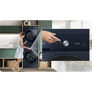 Samsung Bespoke 27 in. 5.3 cu. ft. Smart Stackable Front Load Washer with Super Speed Wash, AI OptiWash & Auto Dispense - Brushed Navy, Brushed Navy, hires