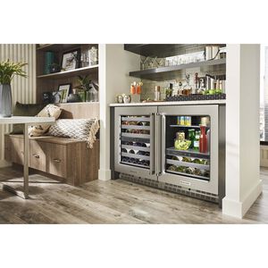 KitchenAid 24 in. Undercounter Wine Cooler with Metal Front Racks, Dual Zones & 46 Bottle Capacity Left Hinged - Stainless Steel, Stainless Steel, hires