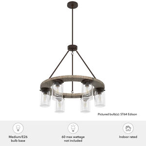 Hunter Devon Park 26.5 in. 6-Light Chandelier with Clear Glass - Onyx Bengal, , hires