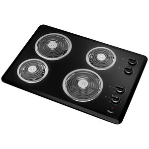 Whirlpool 30 in. 4-Burner Electric Coil Cooktop with Simmer Burner & Power Burner - Black, Black, hires