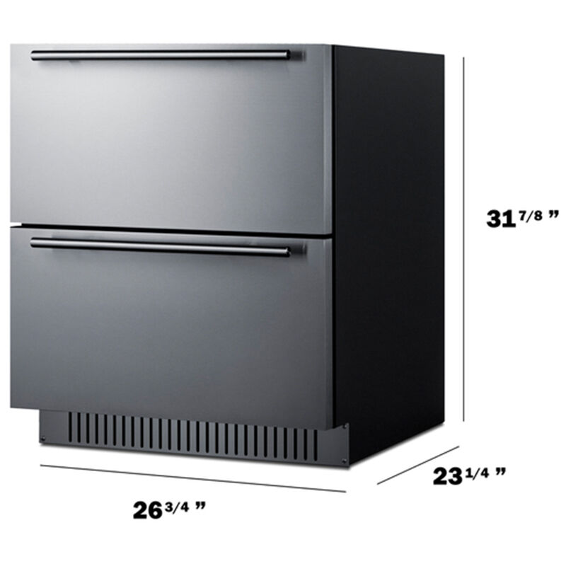 Summit 27 in. 4.8 cu. ft. Outdoor Refrigerator Drawer - Stainless Steel/Panel Ready, , hires