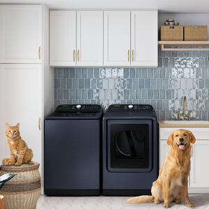 Samsung 27 in. 7.4 cu. ft. Smart Electric Dryer with Pet Care Dry, Sensor Dry, Sanitize & Steam Cycle - Brushed Navy, Brushed Navy, hires