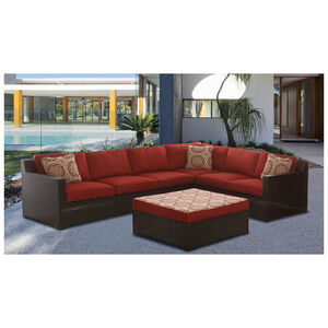 Hanover Metropolitan 5-Piece Deep Seating Sectional Patio Furniture Lounge Set with Ottoman - Berry, , hires