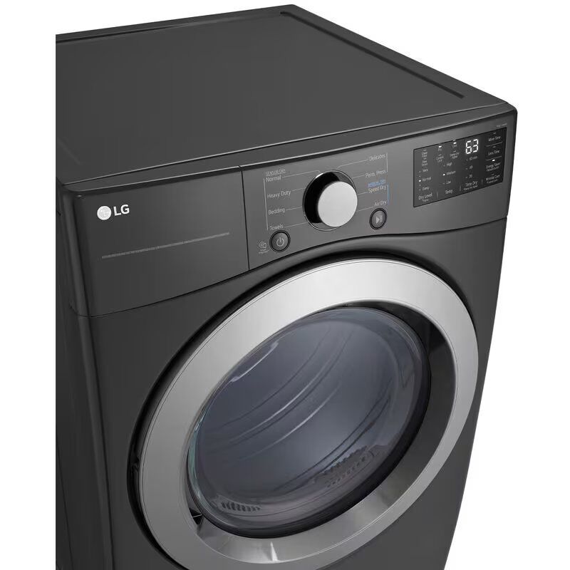 LG 27 in. 7.4 cu. ft. Stackable Gas Dryer with FlowSense Duct Clogging Indicator & Sensor Dry - Middle Black, Black, hires
