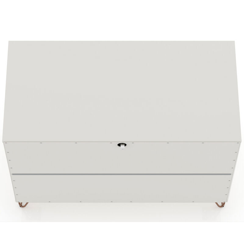 Manhattan Comfort Rockefeller Mid-Century Modern 3-Drawer Dresser - Off White, White, hires