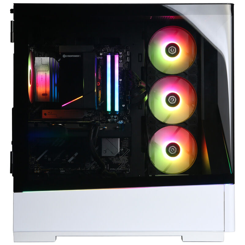CyberPowerPC Gamer Master Desktop with AMD Ryzen 7 9700F, 3.8GHz, 8-Core CPU, AMD Radeon RX 7700, 16GB VRAM GPU, 32GB RAM, 1 TB SSD & Windows 11 Home - White, , hires