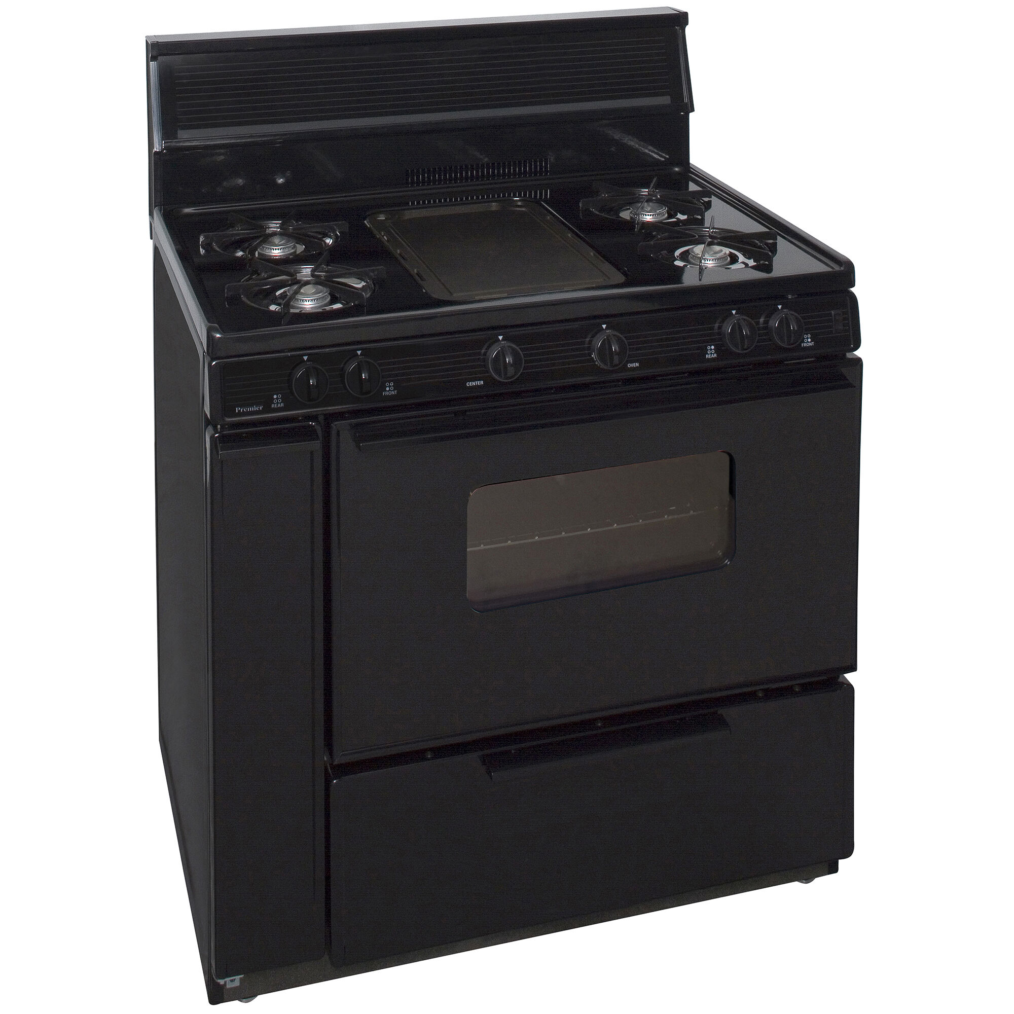 Premier 36 in. 3.9 cu. ft. Oven Freestanding Gas Range with 5 Open Burners Griddle Black