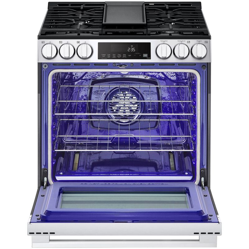 LG 30 in. 6.3 cu. ft. Smart Air-Fry Standard Convection Slide-In Gas Range with 5 Sealed Burners & Griddle - PrintProof Stainless Steel, , hires