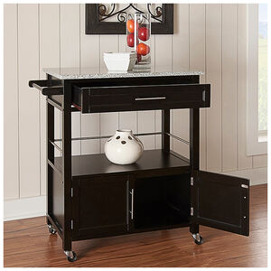 Madison Kitchen Cart with Granite Top-Black, , hires