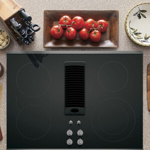 GE Profile 30 in. 4-Burner Electric Cooktop with Downdraft, Simmer Burner & Power Burner - Stainless Steel, , hires