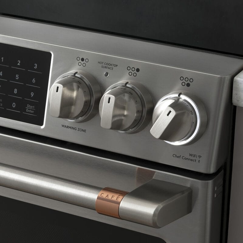 Cafe 30 in. 5.7 cu. ft. Smart Air Fry True European Convection Slide-In Electric Range with 5 Induction Burners - Stainless Steel, Stainless Steel, hires