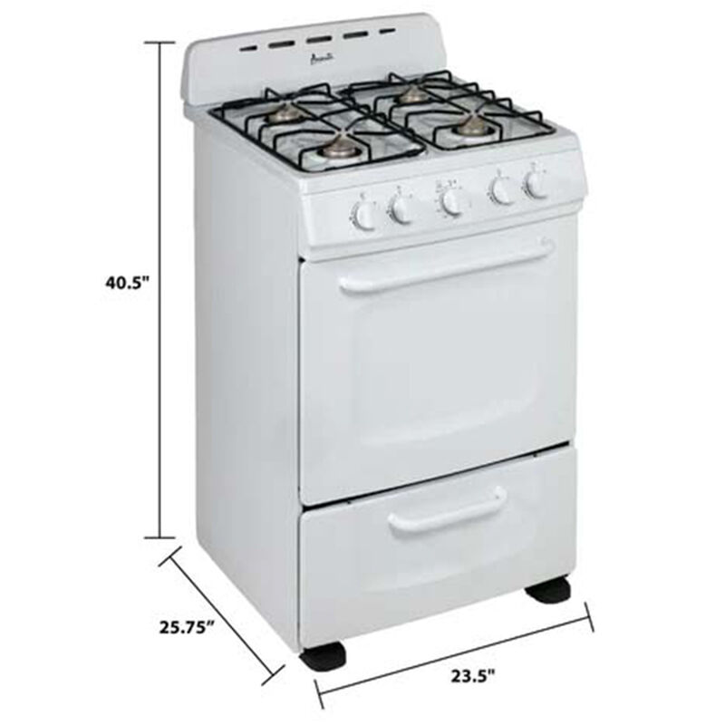 Avanti 24 in. 2.5 cu. ft. Oven Freestanding Gas Range with 4 Open Burners - White, , hires