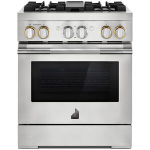 JennAir Rise Series 30 in. 4.1 cu. ft. Smart True European Convection Dual Fuel Range with 4 Sealed Burners - Stainless Steel, , hires
