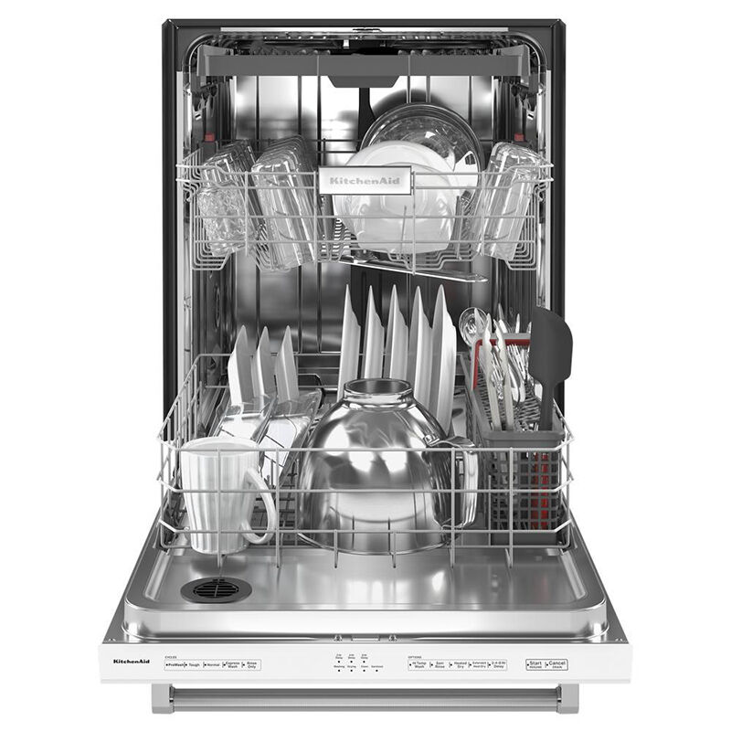 KitchenAid 24 in. Built-In Dishwasher with Top Control, 39 dBA Sound Level, 13 Place Settings, 5 Wash Cycles & Sanitize Cycle - White, White, hires