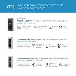Ring - Wi-Fi Video Doorbell - Wired - Black, , hires