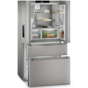 Liebherr Plus Series 36 in. 19.0 cu. ft. Smart Counter Depth 4-Door French Door Refrigerator with Ice & Water Dispenser - Stainless Steel, , hires