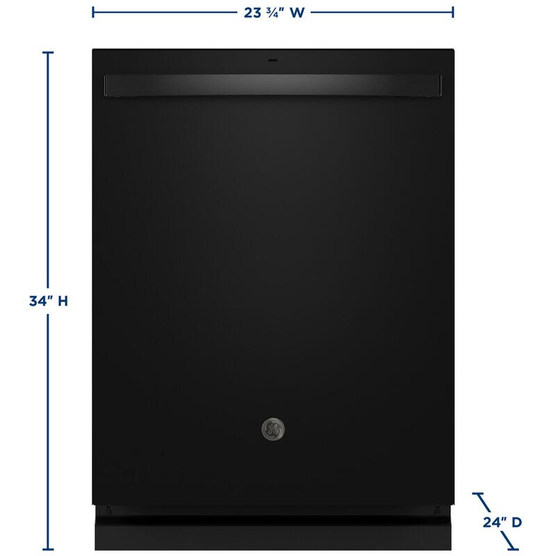 GE 24 in. Top Control Flush-Mount Dishwasher with 45 dBa Sound Level, 3rd-Rack & Dry Boost - Black Slate, Black Slate, hires