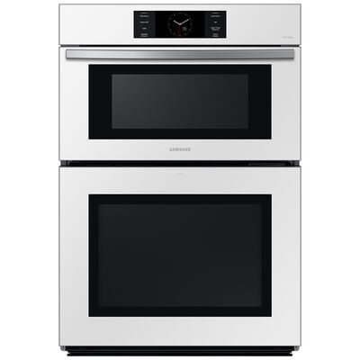 Samsung Bespoke 30 in. 7.0 cu. ft. Electric Smart Oven/Microwave Combo Wall Oven with Dual Convection & Steam Clean - White Glass | NQ70CB700D12