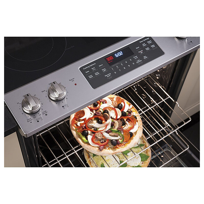 GE 30 in. 5.3 cu. ft. Air Fry Convection Oven Slide-In Electric Range with 5 Smoothtop Burners - White, White, hires