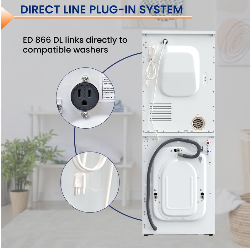 Equator 24 in. 1.62 cu. ft. Electric Front Load Laundry Center with Sensor Dry, Pet & Sanitize Cycle - White, , hires