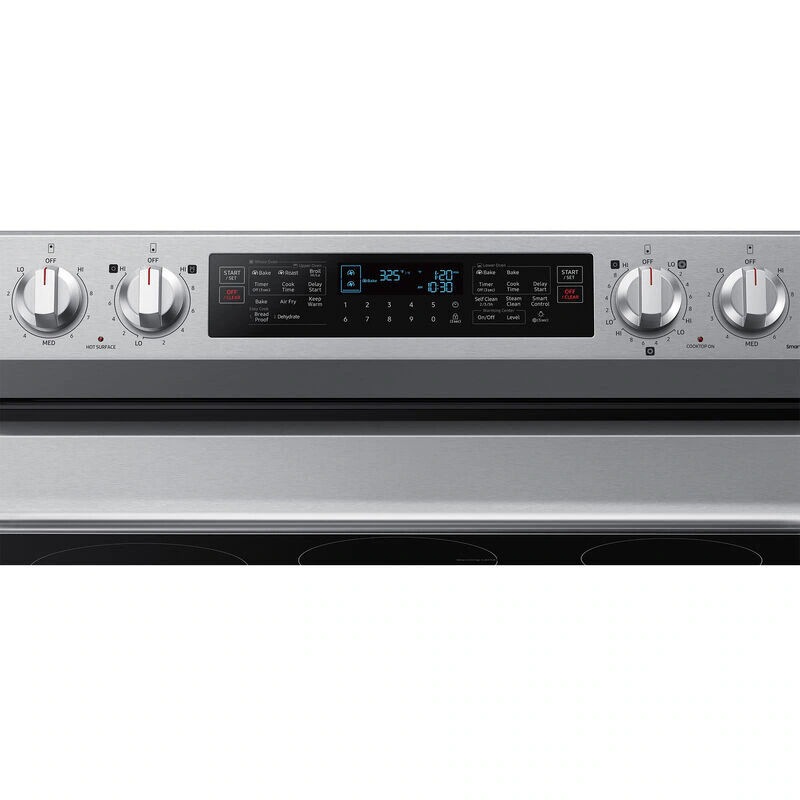Samsung 30 in. 6.3 cu. ft. Smart Air Fry Standard Convection Double Oven Electric Range with Radiant Burners & Griddle - Stainless Steel, Stainless Steel, hires