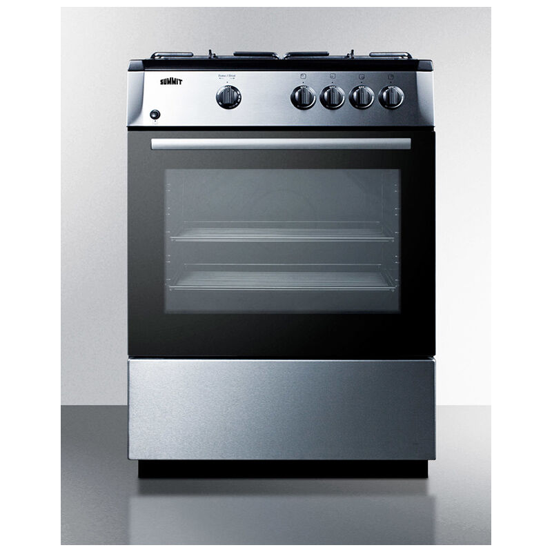 Summit 24 in. 2.5 cu. ft. Gas Range with 4 Sealed Burners - Stainless Steel, , hires