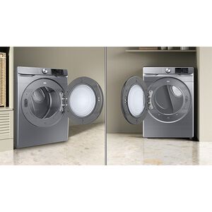 Samsung 27 in. 7.5 cu. ft. Smart Stackable Gas Dryer with Sanitize+, Steam Cycle & Sensor Dry - Platinum, Platinum, hires