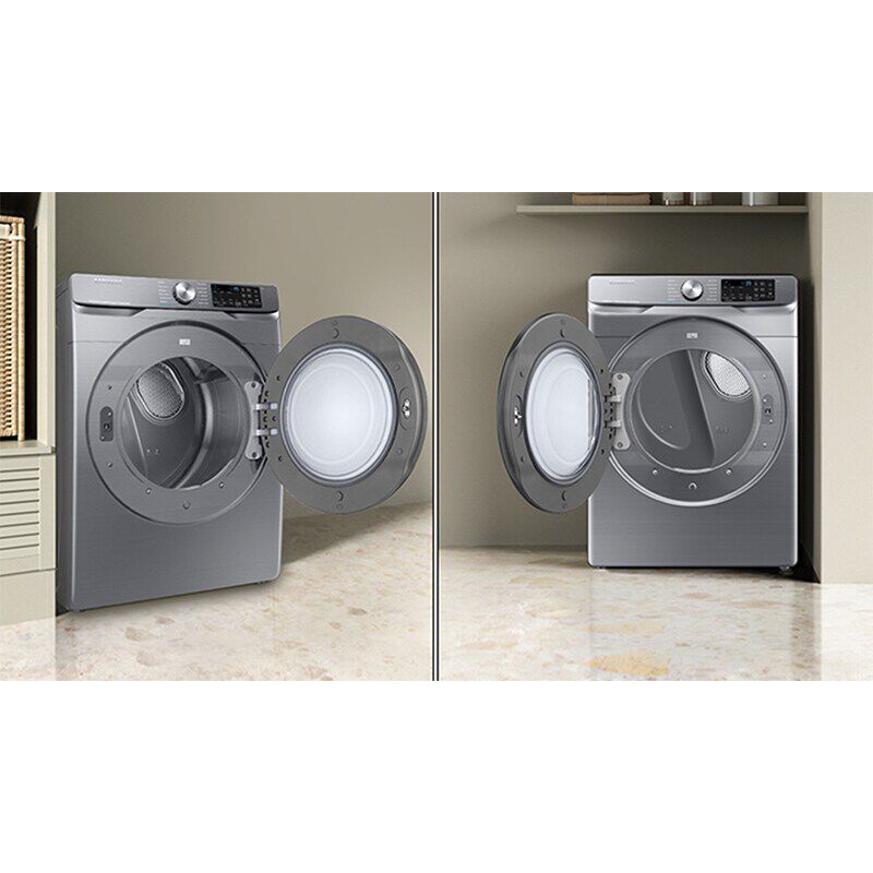 Samsung 27 in. 7.5 cu. ft. Smart Stackable Gas Dryer with Sanitize+, Steam Cycle & Sensor Dry - Platinum, Platinum, hires