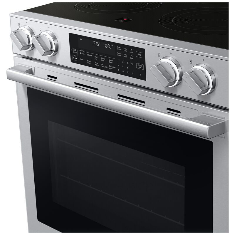 Samsung Bespoke 30 in. 6.3 cu. ft. Smart Air-Fry True European Convection Slide-In Electric Range with Radiant Burners - Stainless Steel, Stainless Steel, hires