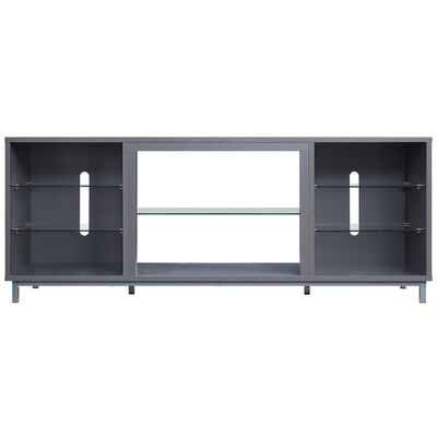 Manhattan Comfort Brighton 60" TV Stand with Glass Shelves & Media Wire Management - Gray | TVFP4-GY