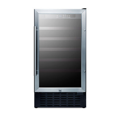 Summit 18 in. Undercounter Wine Cooler with Wood Racks, Single Temperature Zone & 34 Bottle Capacity - Stainless Steel | SWC1840B