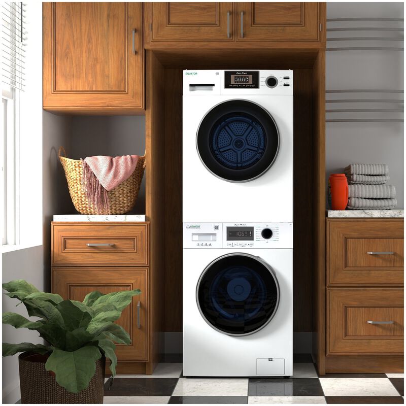 Equator Compact 24 in. 1.57 cu. ft. Electric Front Load Laundry Center with Sensor Dry, Pet & Sanitize Cycle - White, , hires