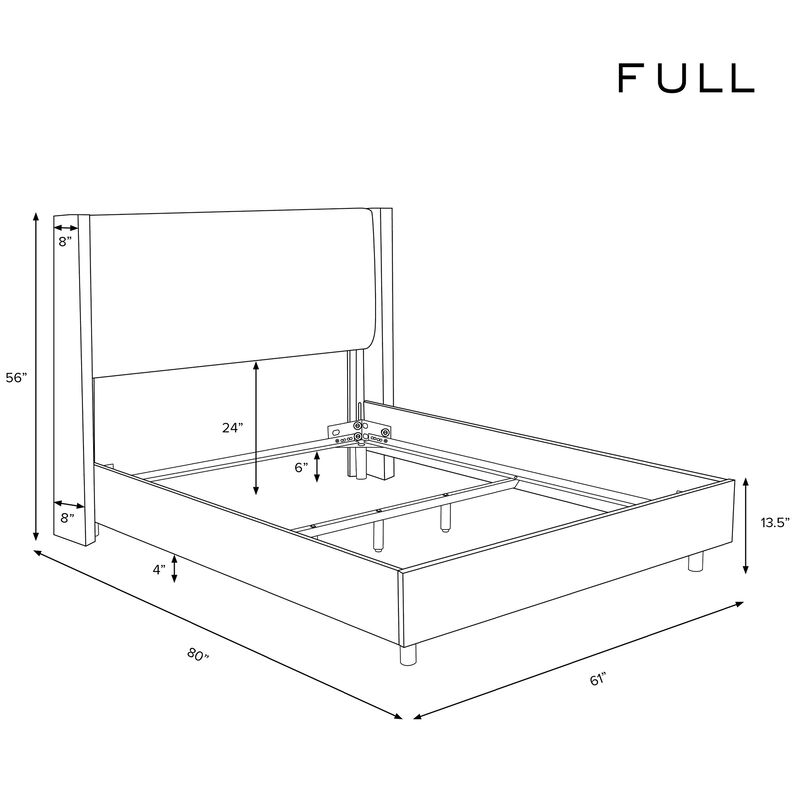 Skyline Furniture Linen Fabric Upholstered Full Size Wingback Bed - Navy, , hires
