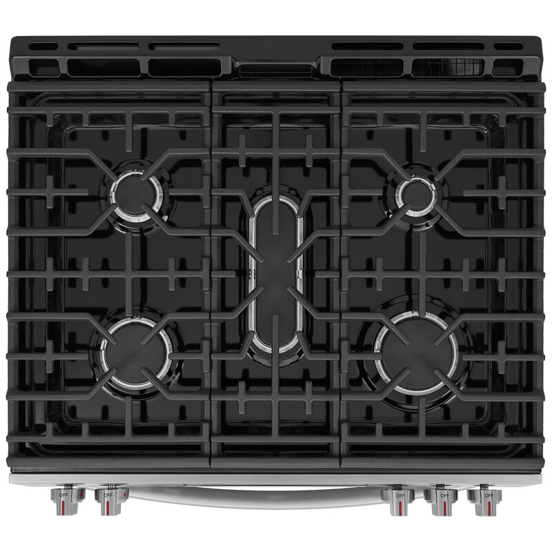 Frigidaire Gallery 30 in. 5.1 cu. ft. Air-Fry True European Convection Steam Gas Range with 5 Sealed Burners - Stainless Steel, , hires