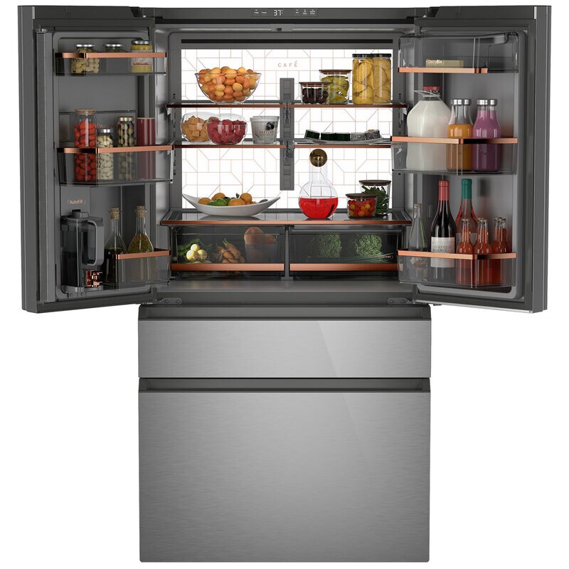 Cafe 36 in. 28.7 cu. ft. Smart 4-Door French Door Refrigerator with Internal Water Dispenser - Platinum Glass, Platinum Glass, hires
