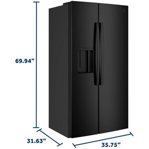 GE 36 in. 23.6 cu. ft. Counter Depth Side-by-Side Refrigerator with Ice & Water Dispenser - Black, Black, hires