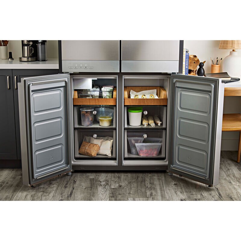 KitchenAid 36 in. 19.4 cu. ft. Counter Depth 4-Door French Door Refrigerator with Ice Maker - Stainless Steel, , hires