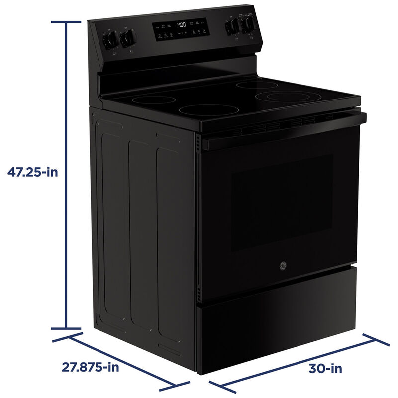 GE 400 Series 30 in. 5.3 cu. ft. Smart Oven Freestanding Electric Range with 4 Radiant Burners - Black, Black, hires