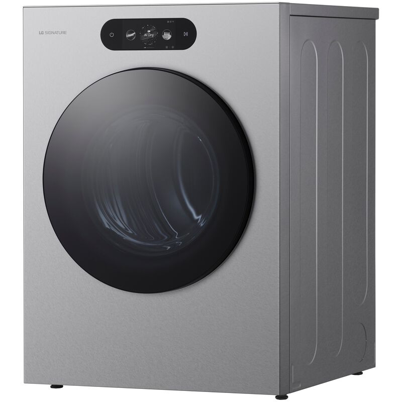 LG SIGNATURE 29 in. 9.0 cu. ft. Smart Stackable Gas Dryer with Built-In Intelligence, TurboSteam, AI Sensor Dry & Sanitize Cycle - Brushed Platinum Steel, , hires