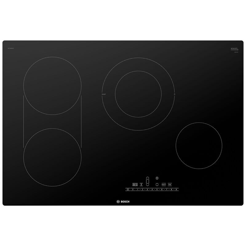 Bosch 800 Series 30 in. 4-Burner Electric Cooktop with Simmer Burner & Power Burner - Black, , hires