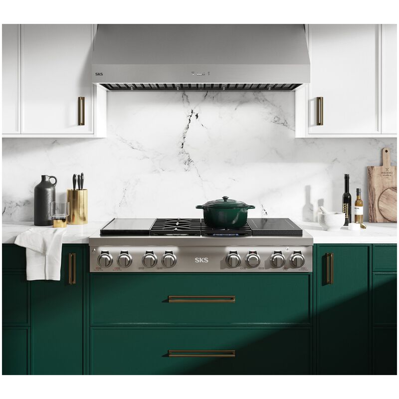 SKS 48 in. 6-Burner Smart Dual Fuel Natural Gas Rangetop with Simmer Burner & Power Burner - Stainless Steel, , hires