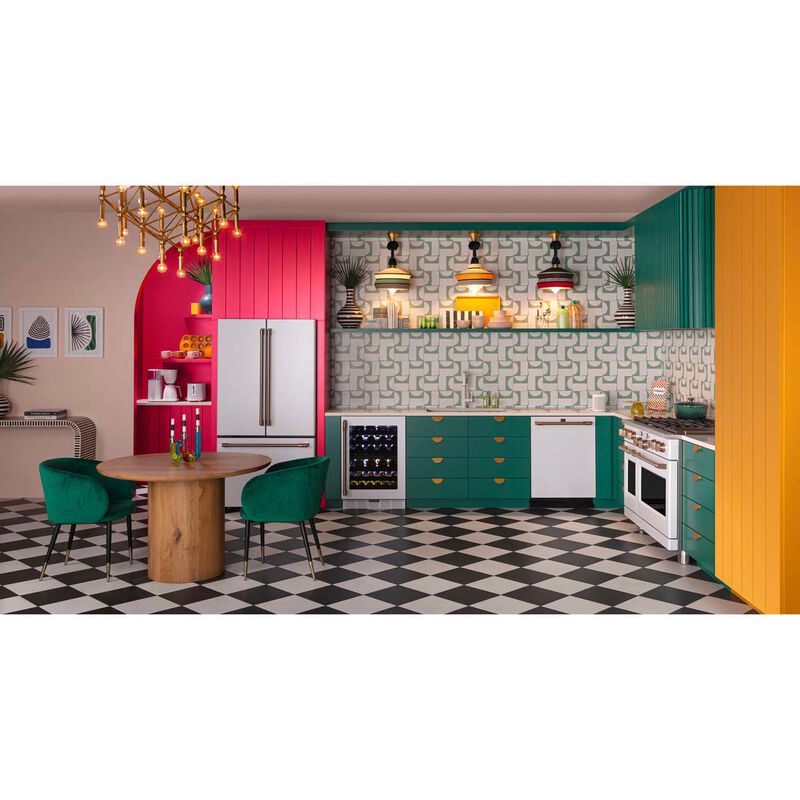 Cafe 24 in. Undercounter Smart Wine Cooler with Metal Wire Racks, Dual Temperature Zones & 46 Bottle Capacity - Matte White, Matte White, hires