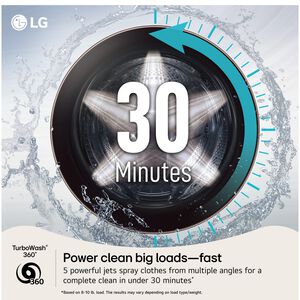 LG 27 in. 5.0 cu. ft. Smart Stackable Front Load Washer with TurboWash 360, AI DD Built-In Intelligence, Sanitize & Steam Cycle - Graphite Steel, , hires