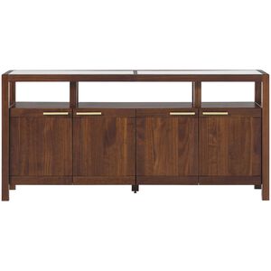 Walker Edison Isla Modern TV Stand with Glass Top - Walnut, , hires
