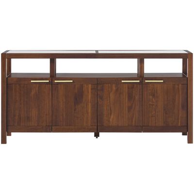 Walker Edison Isla Modern TV Stand with Glass Top - Walnut | WEISL21584WT