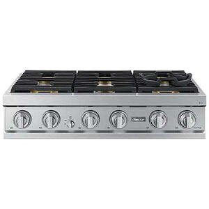 Dacor 36 in. 6-Burner Smart Natural Gas Rangetop with Simmer & Power Burners - Silver Stainless, , hires