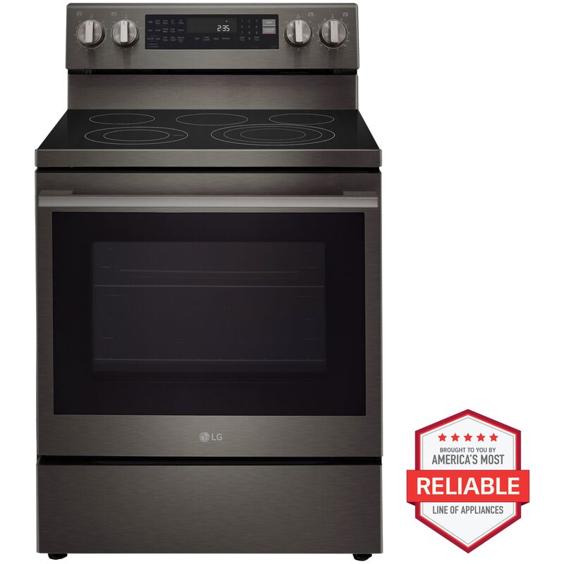 LG 30 in. 6.3 cu. ft. Smart Air-Fry True European Convection Electric Range with Radiant Burners - Black Stainless Steel, , hires