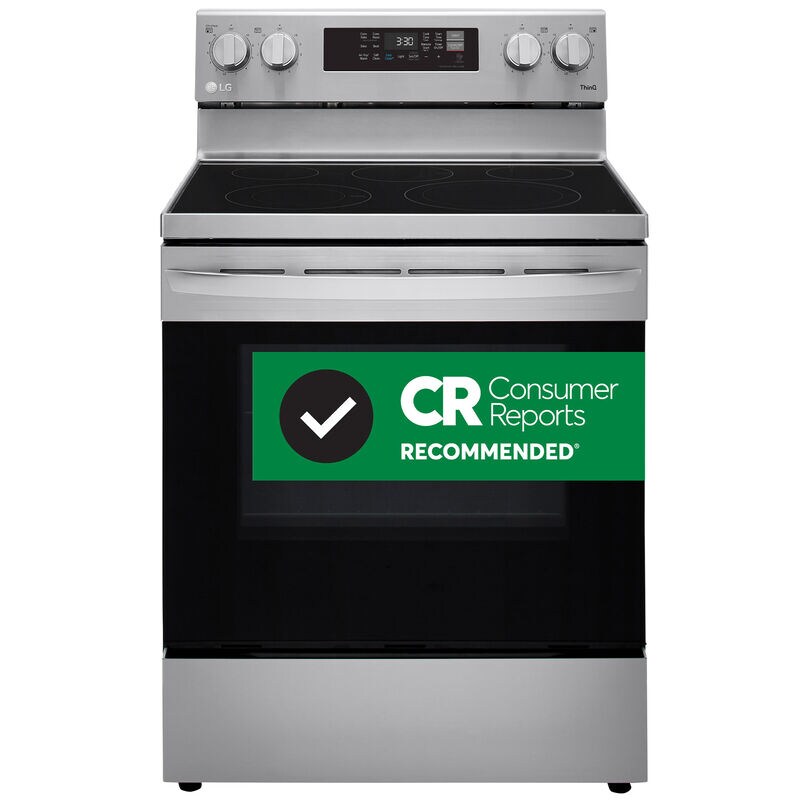 LG 30 in. 6.3 cu. ft. Smart Air Fry Standard Convection Electric Range with Radiant Burners - Stainless Steel, Stainless Steel, hires
